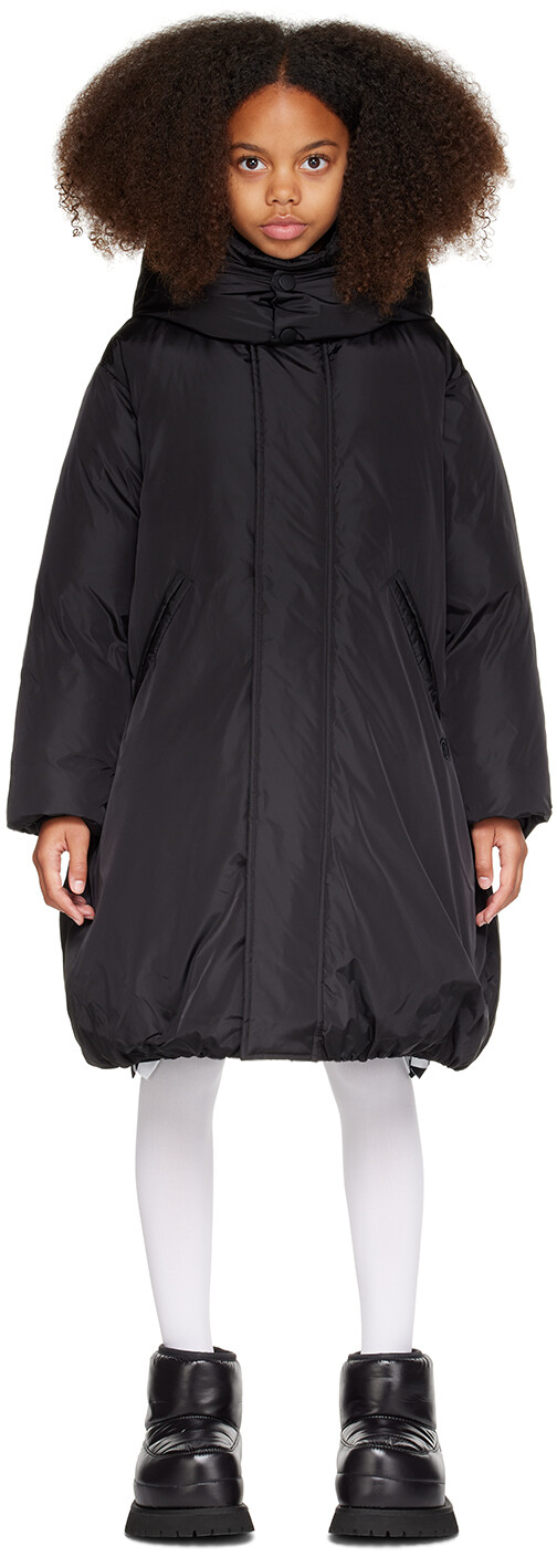 

Черное пуховик с капюшоном MM6 Maison Margiela Kids