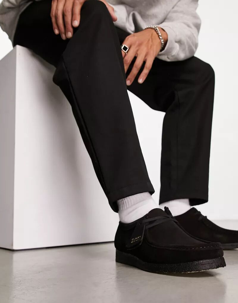 Черные замшевые туфли Clarks Originals Wallabee замшевые мокасины wallabee clarks originals хаки