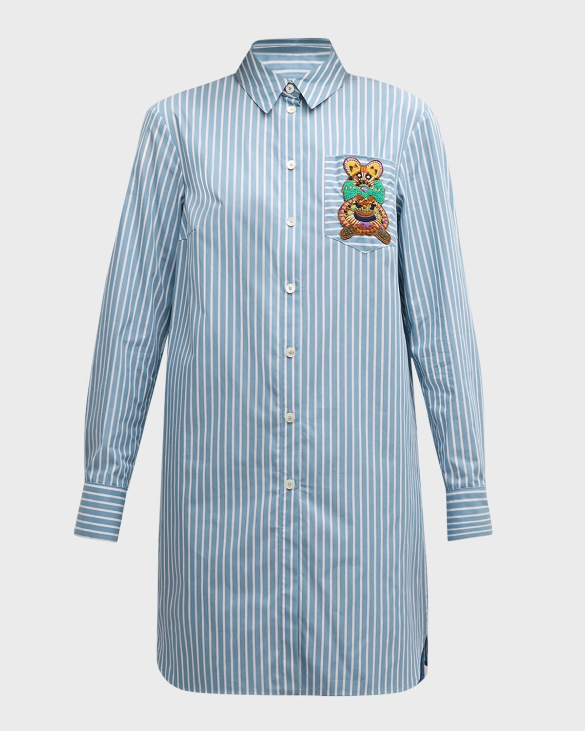 

Полосатая туника с абстрактной вышивкой Maison Common, цвет Medium Blue