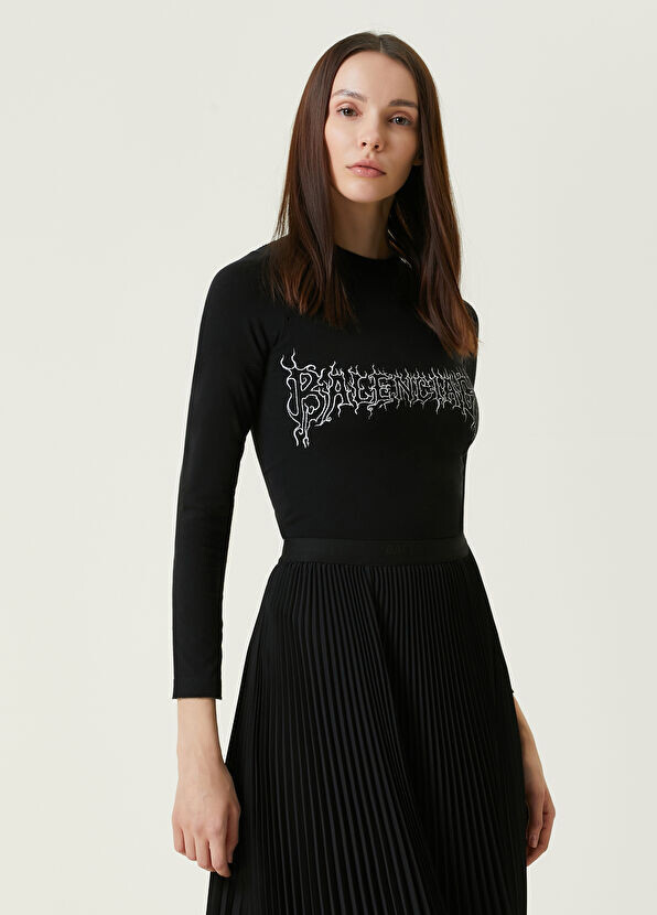 

Футболка с длинными рукавами и логотипом Balenciaga, черный