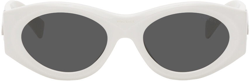 

Белые овальные солнцезащитные очки в стиле ретро Prada Eyewear
