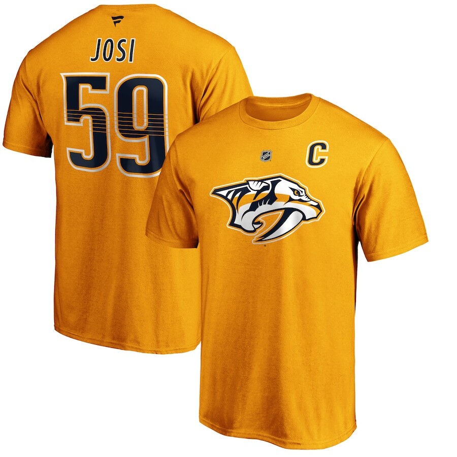 

Футболка с именем и номером Fanatics Branded Nashville Predators, золотой