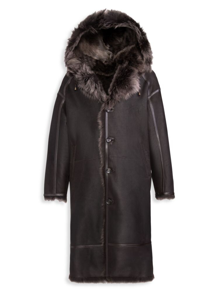 

Парка из овчины Toscana с капюшоном Wolfie Furs, коричневый