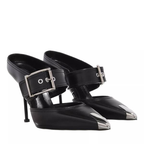 

Туфли double buckle punk mules black/silver Alexander Mcqueen, черный