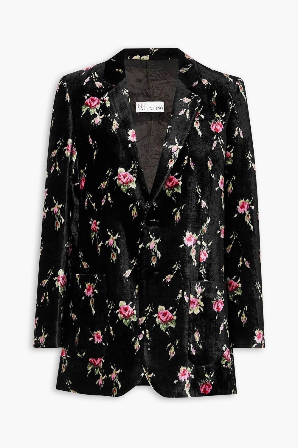 

Бархатный пиджак с цветочным принтом REDVALENTINO, черный