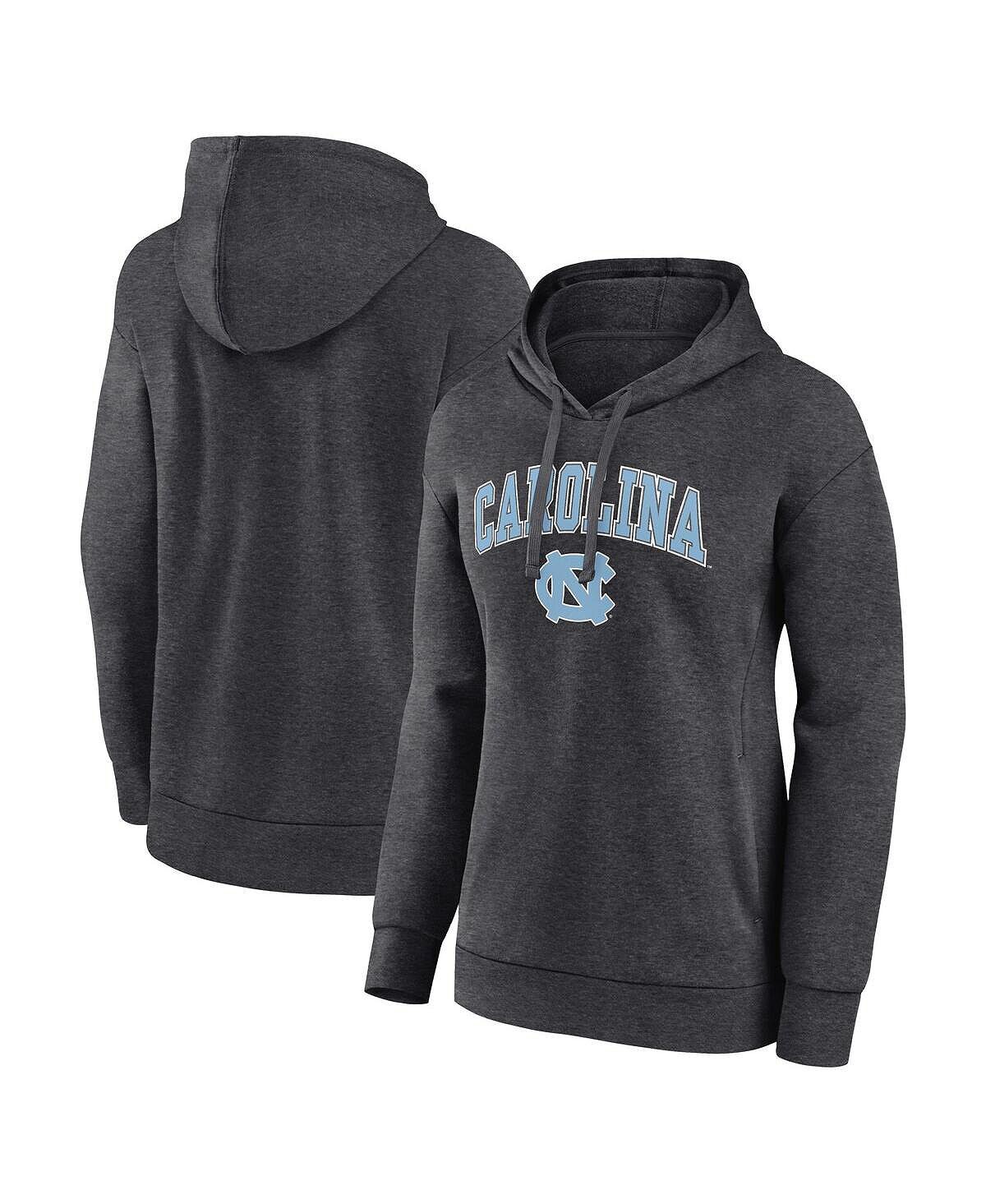 

Женский пуловер с капюшоном цвета кампуса с логотипом Heather Charcoal North Carolina Tar Heels Evergreen Campus Fanatics