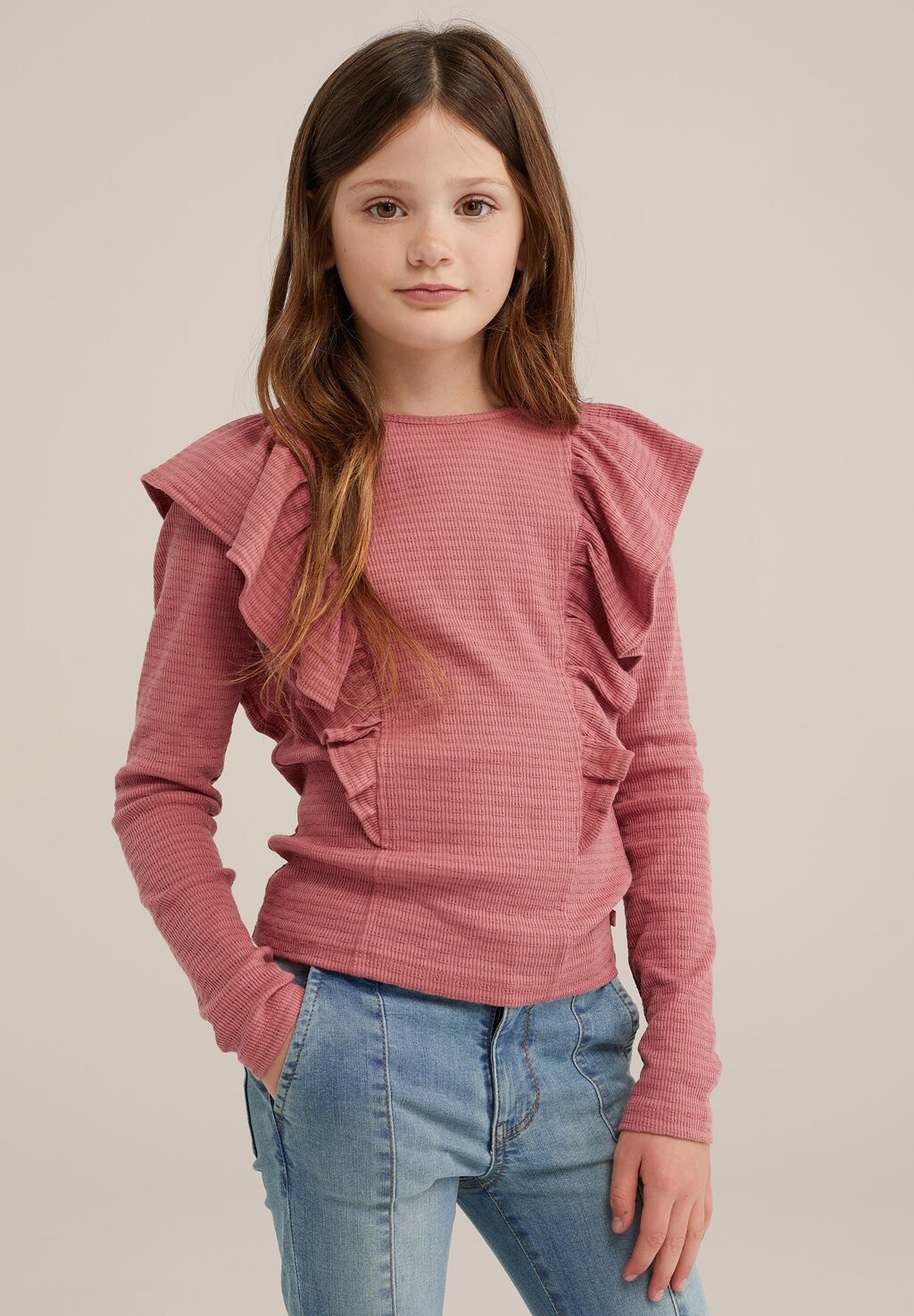

Топ с длинными рукавами WE Fashion, светло-розовый