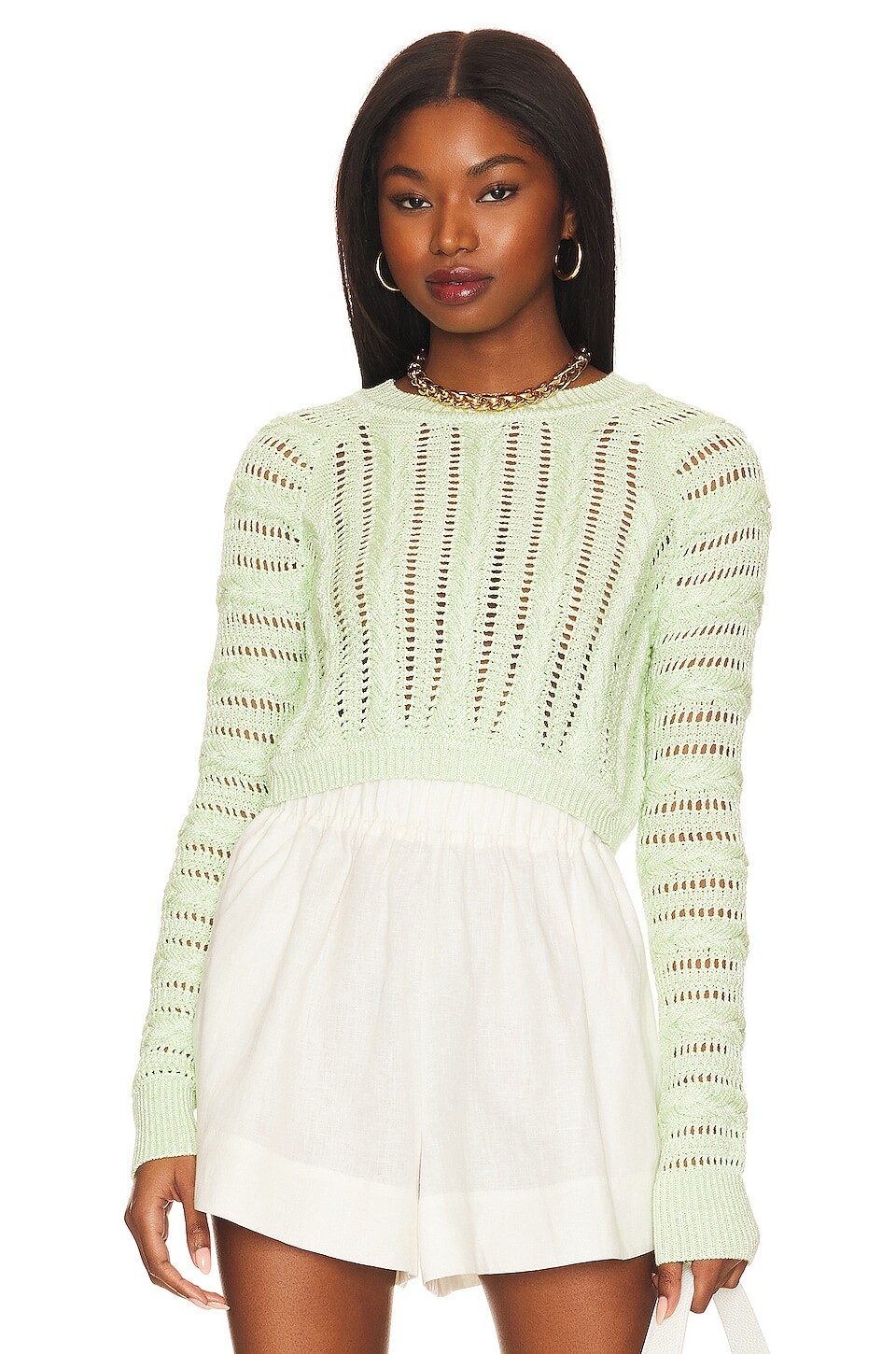 

Свитер Camila Coelho Corin Cable Knit, цвет Pastel Green