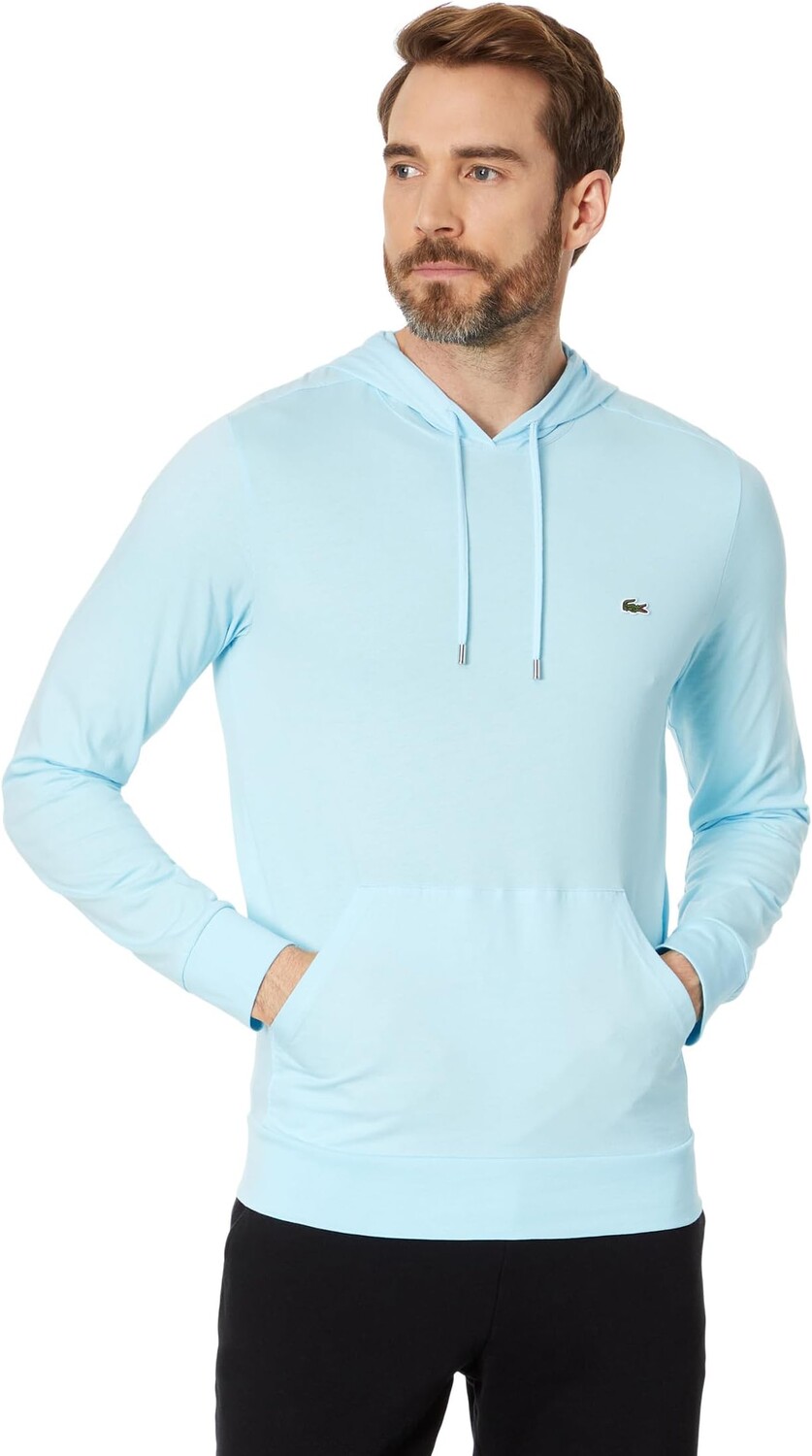 

Трикотажная футболка с длинными рукавами и худи с центральным карманом Lacoste, цвет Waterlily