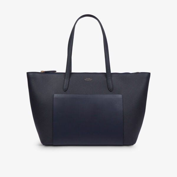 

Сумка-тоут east west из зернистой кожи Smythson, синий