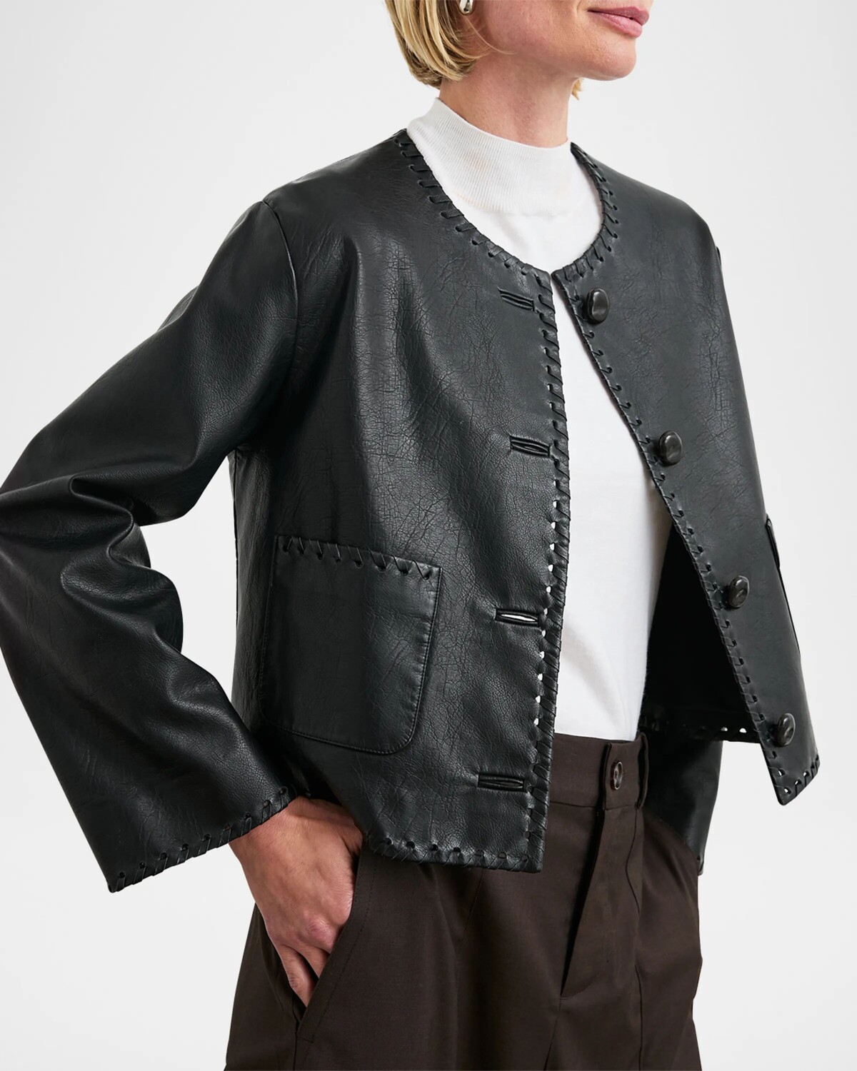 

Куртка из искусственной кожи Nvina Whipstitch Rails, черный