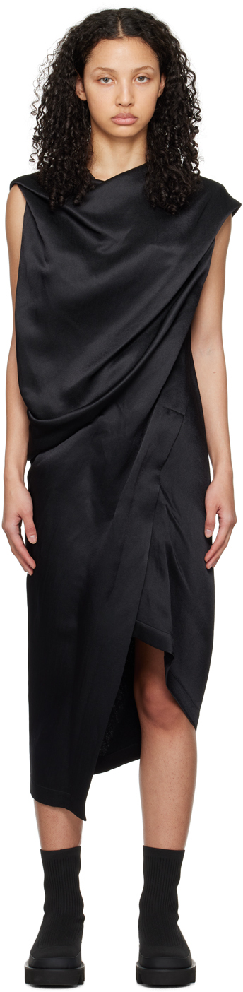 Черное обволакивающее платье-миди Issey Miyake, цвет Black