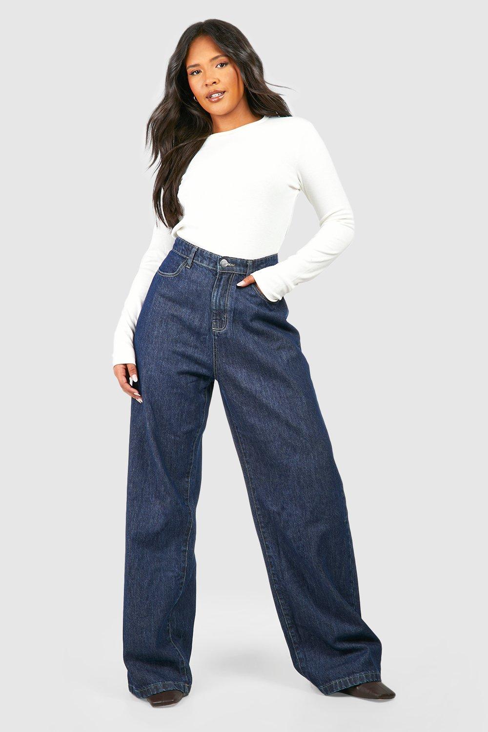 Широкие джинсы plus с высокой посадкой Boohoo, кобальтовый широкие джинсы plus деним boohoo белый