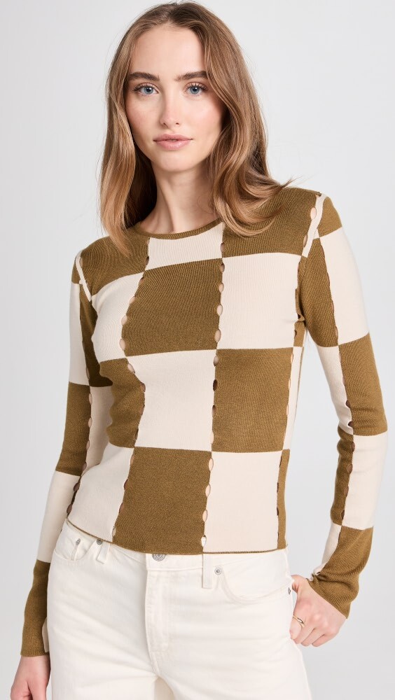 

Свитер Moon River Checkerboard Top, оливковый