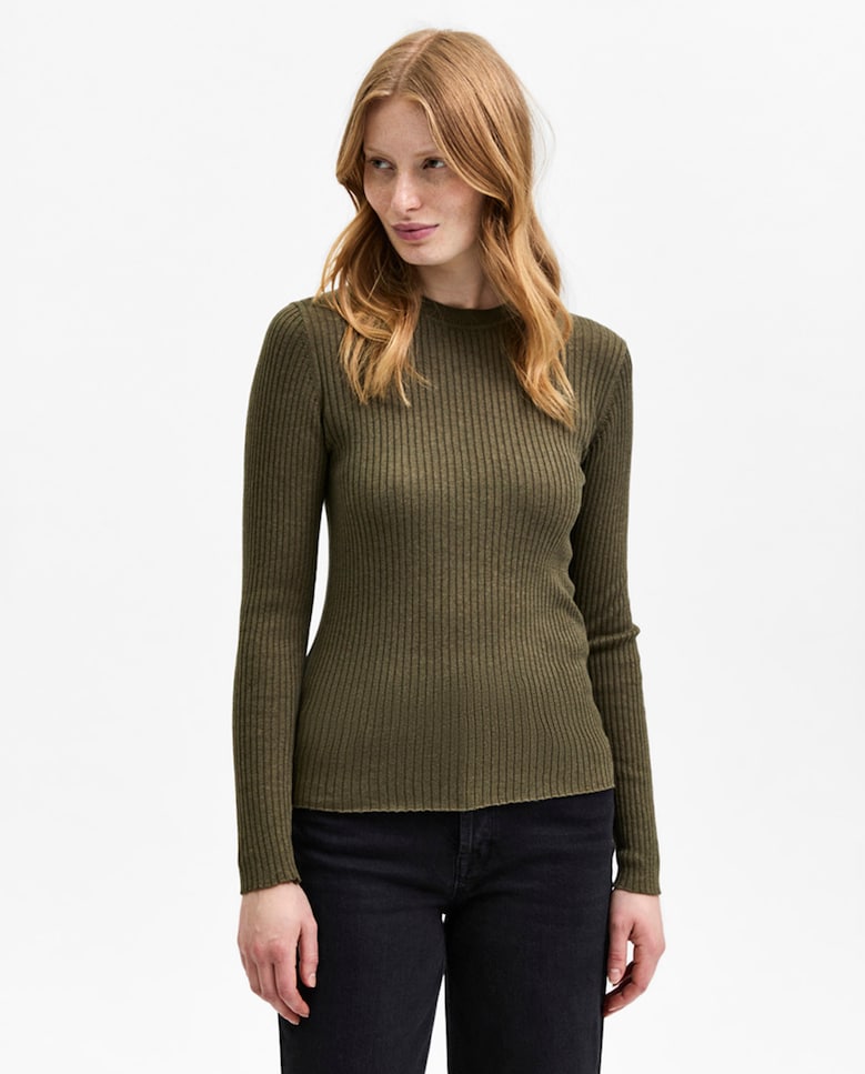Женский свитер в рубчик с круглым вырезом Selected Femme