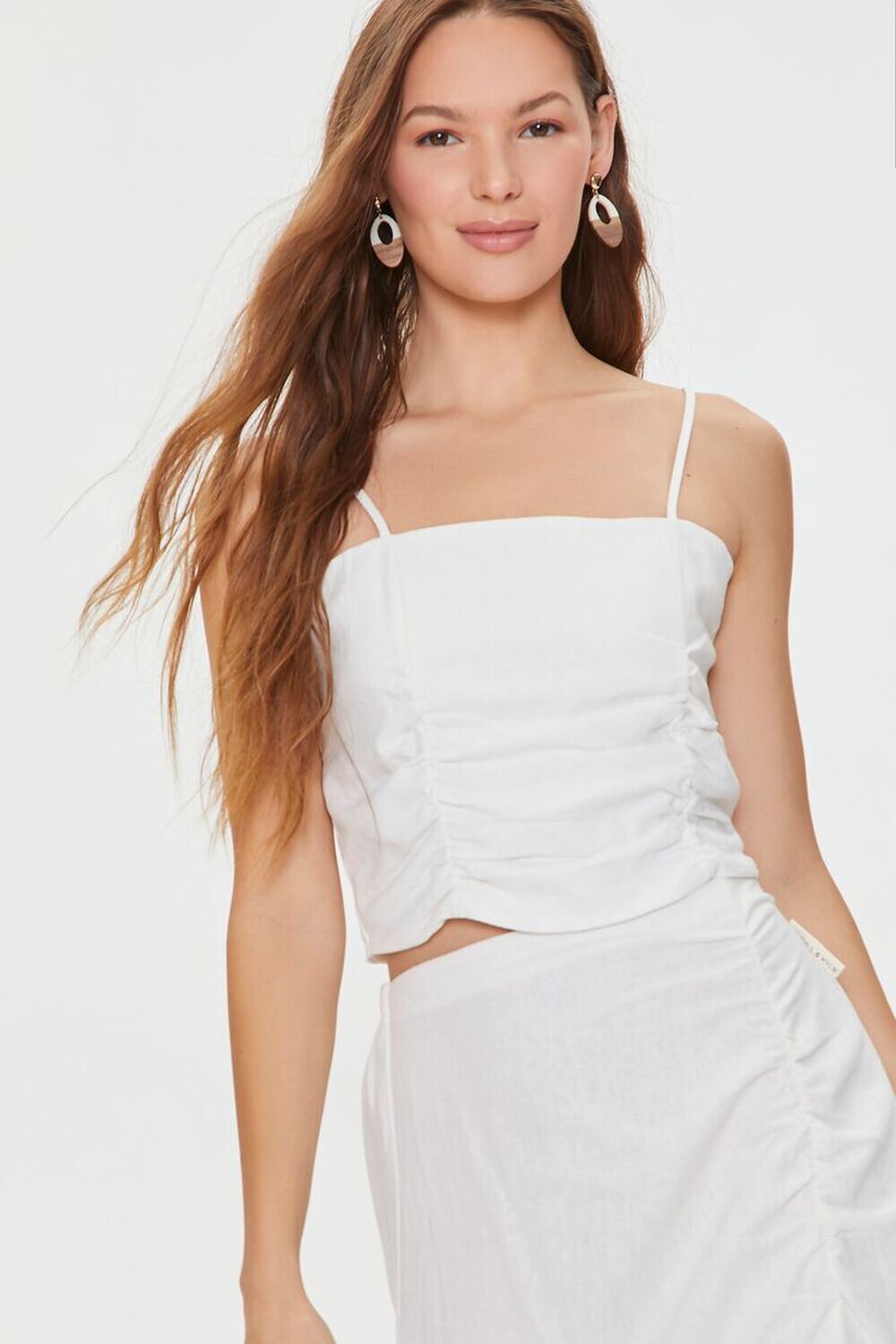 

Майка Kendall + Kylie со сборками Forever 21, белый