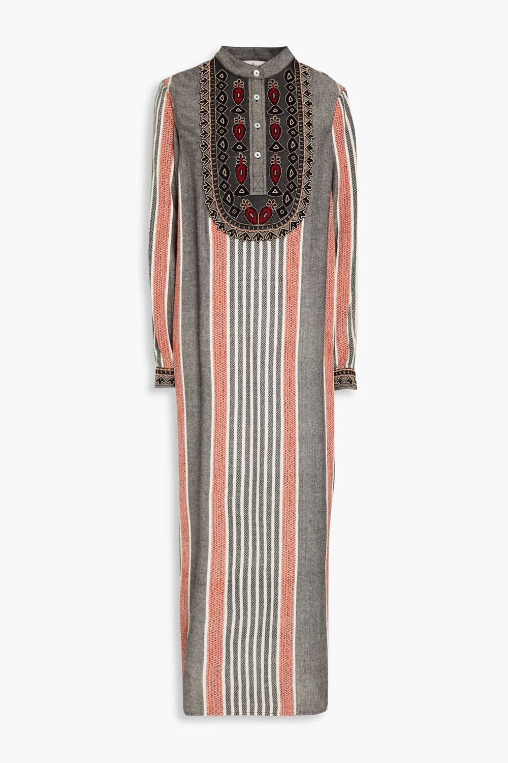 

Кафтан из смесового хлопка, украшенный бисером Tory Burch, древесный уголь