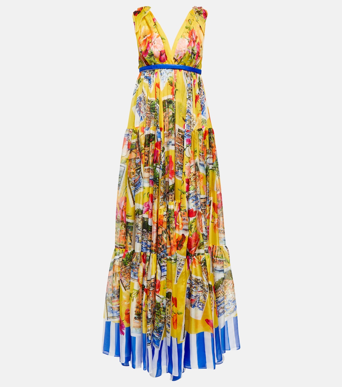 цена Платье из шелкового шифона с принтом Portofino DOLCE&GABBANA, разноцветный