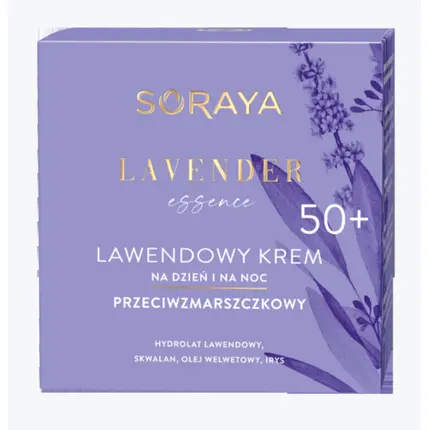 

Дневной и ночной крем против морщин Lavender Essence 50+ с маслом семян бархатного цветка, Soraya