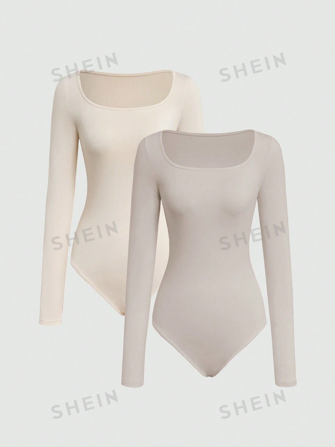 shein essnce трехцветное облегающее боди футболка с длинными рукавами многоцветный SHEIN MOD Женское однотонное боди с длинными рукавами, хаки