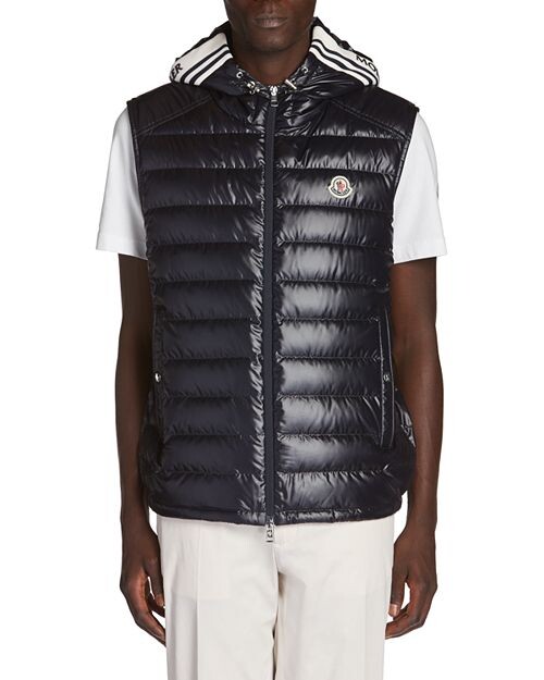 

Стеганый пуховый жилет с капюшоном и молнией Clai Moncler, цвет Blue
