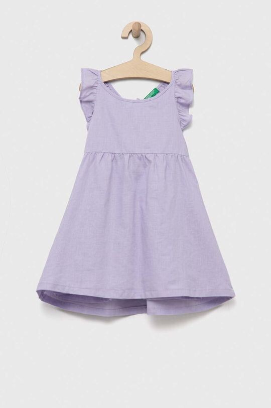

Детское льняное платье United Colors of Benetton, фиолетовый