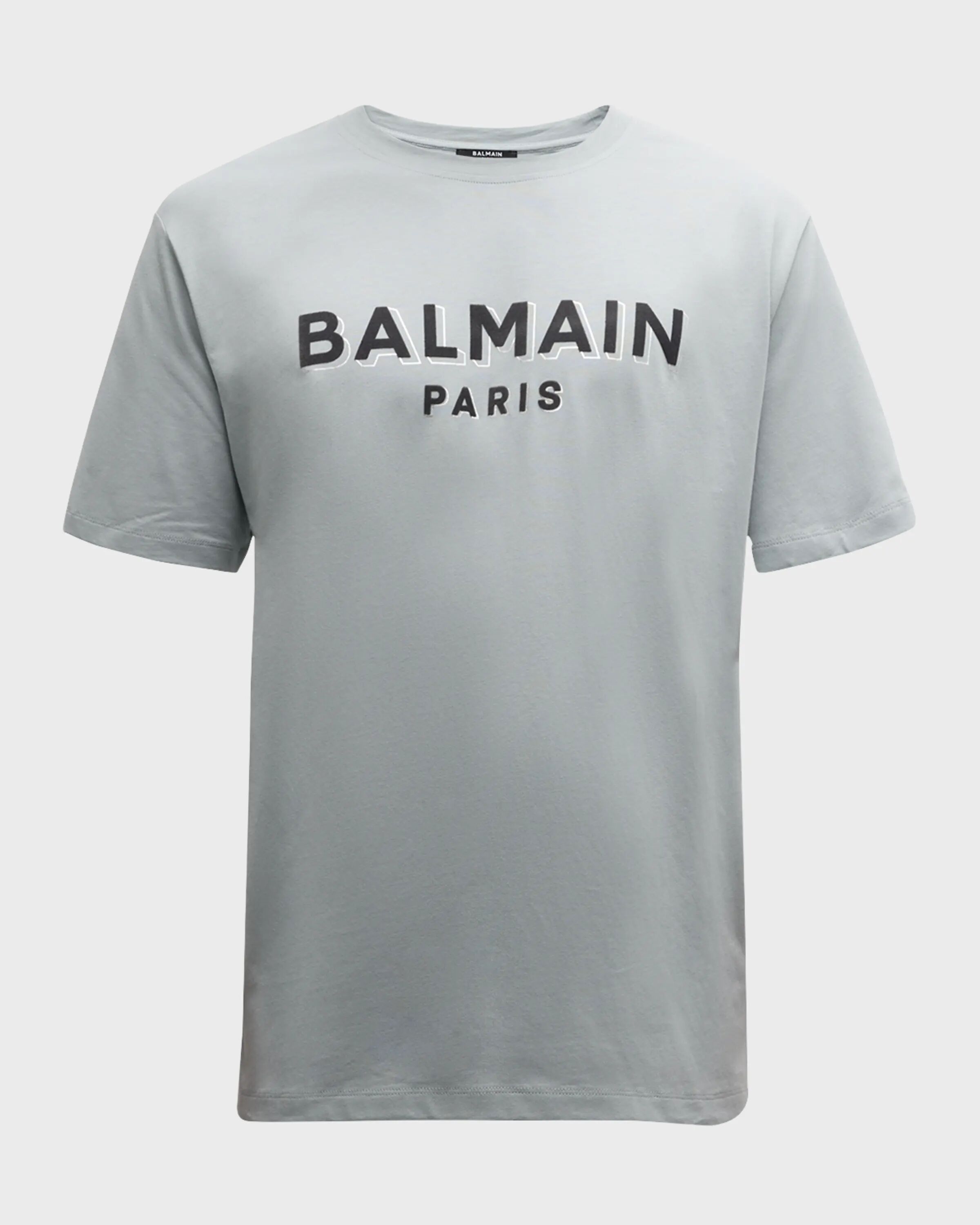 

Мужская футболка с логотипом из флока и фольги Balmain, цвет Grey Multi