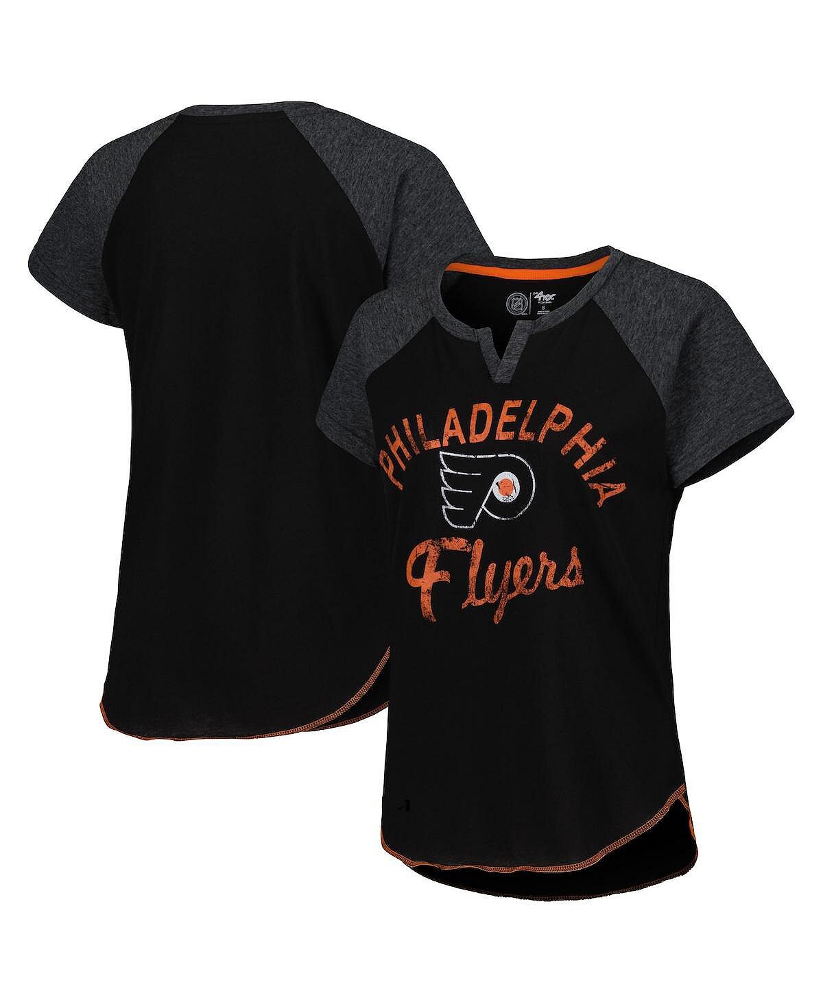 

Женская черная футболка реглан Philadelphia Flyers Grand Slam с вырезом в горловине Starter, черный