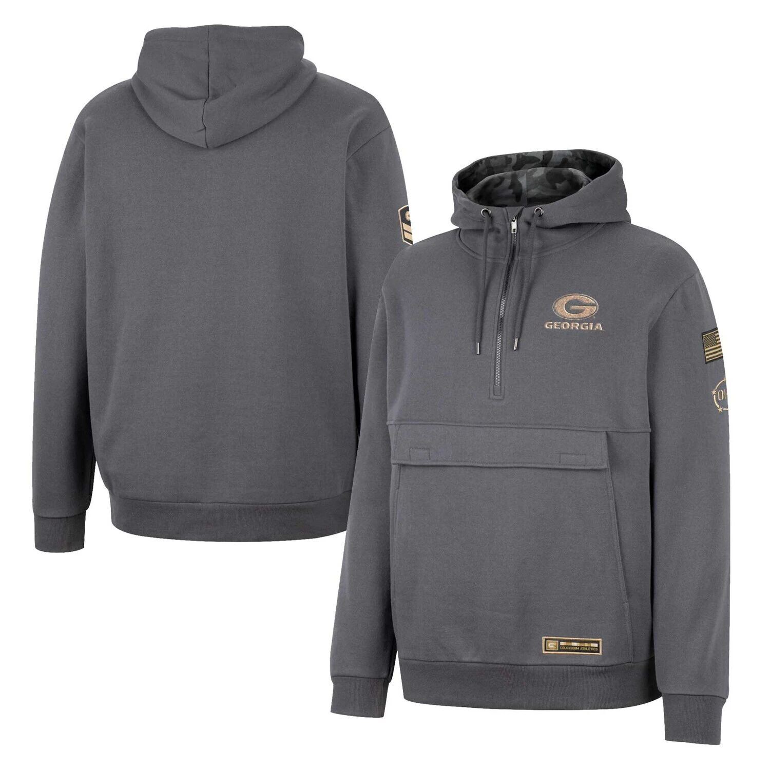 

Мужская толстовка Colosseum Charcoal Georgia Bulldogs OHT Military Appreciation с молнией четверть четверти