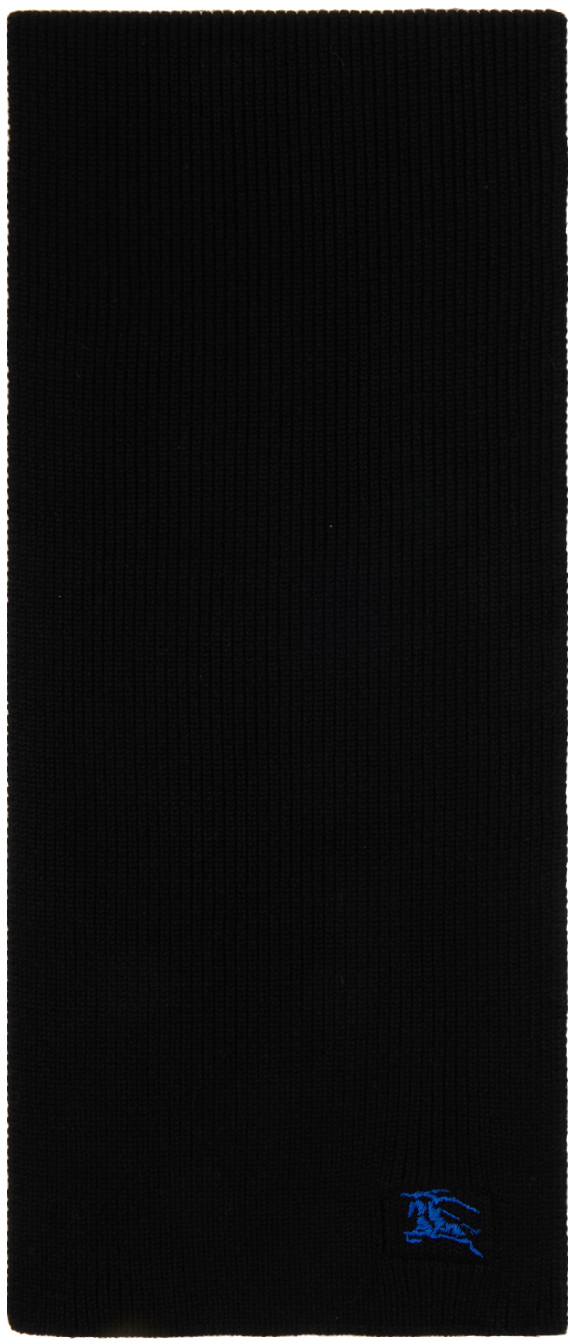 Черный кашемировый шарф в рубчик Burberry, цвет Black