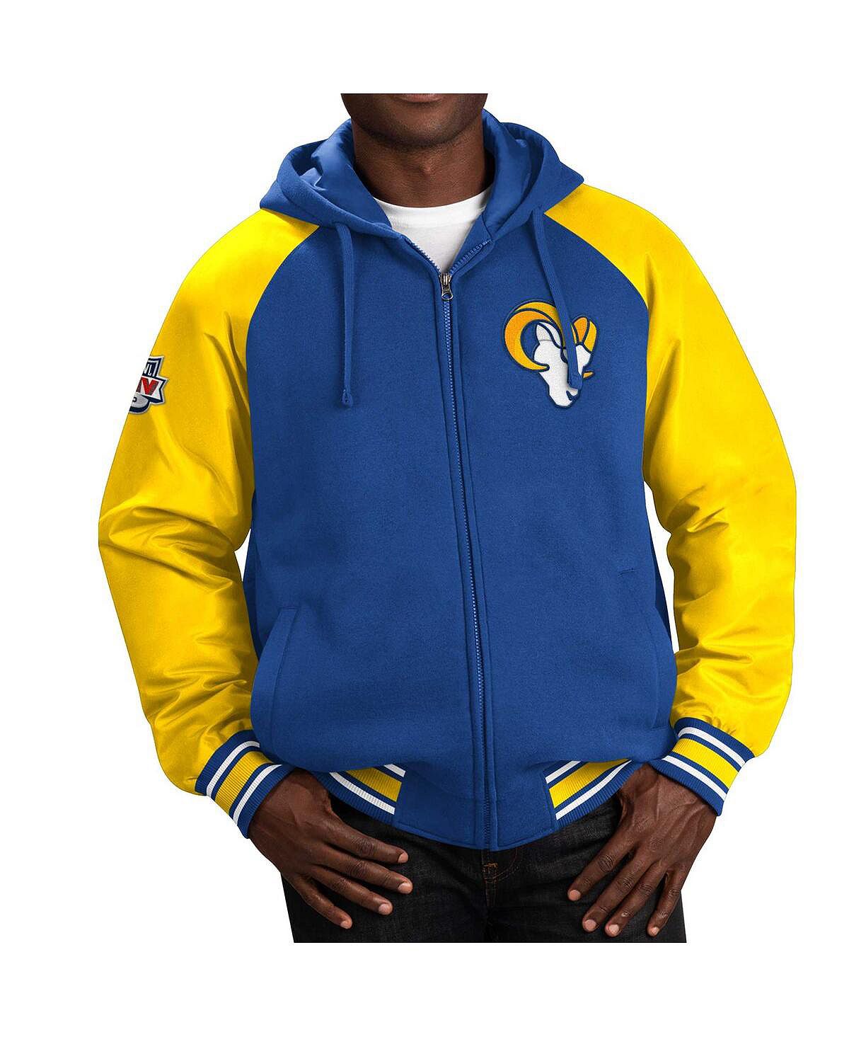 Мужская университетская куртка с капюшоном и молнией во всю длину Royal Los Angeles Rams Defender реглан G-III Sports by Carl Banks