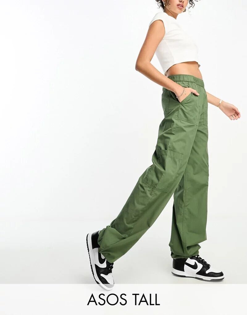 

Брюки-карго приталенного кроя цвета хаки ASOS Tall