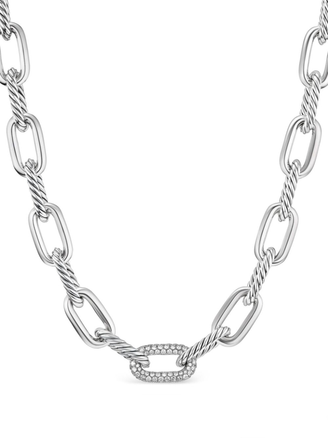

Серебряная цепочка на шею Madison с бриллиантами David Yurman, серебряный