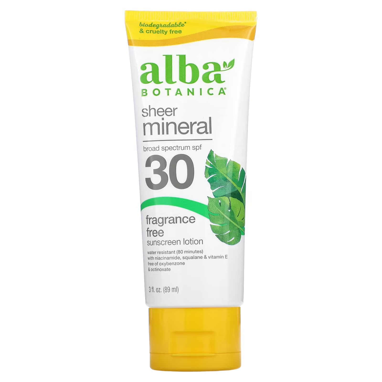 Лосьон Alba Botanica Sheer Mineral Sunscreen SPF 30 alba botanica sheer shield солнцезащитное средство для лица spf 45 без отдушек 57 г 2 унции