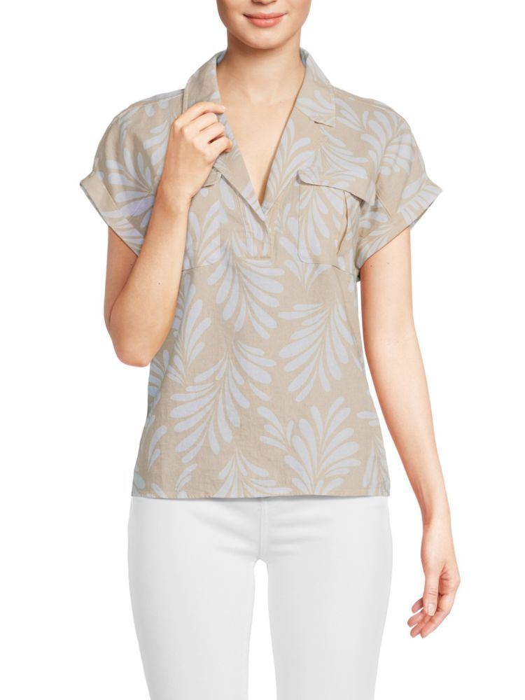 Рубашка Camp из льняной смеси Ellen Tracy, цвет Linen Leaf брюки карго из льняной смеси ellen tracy белый