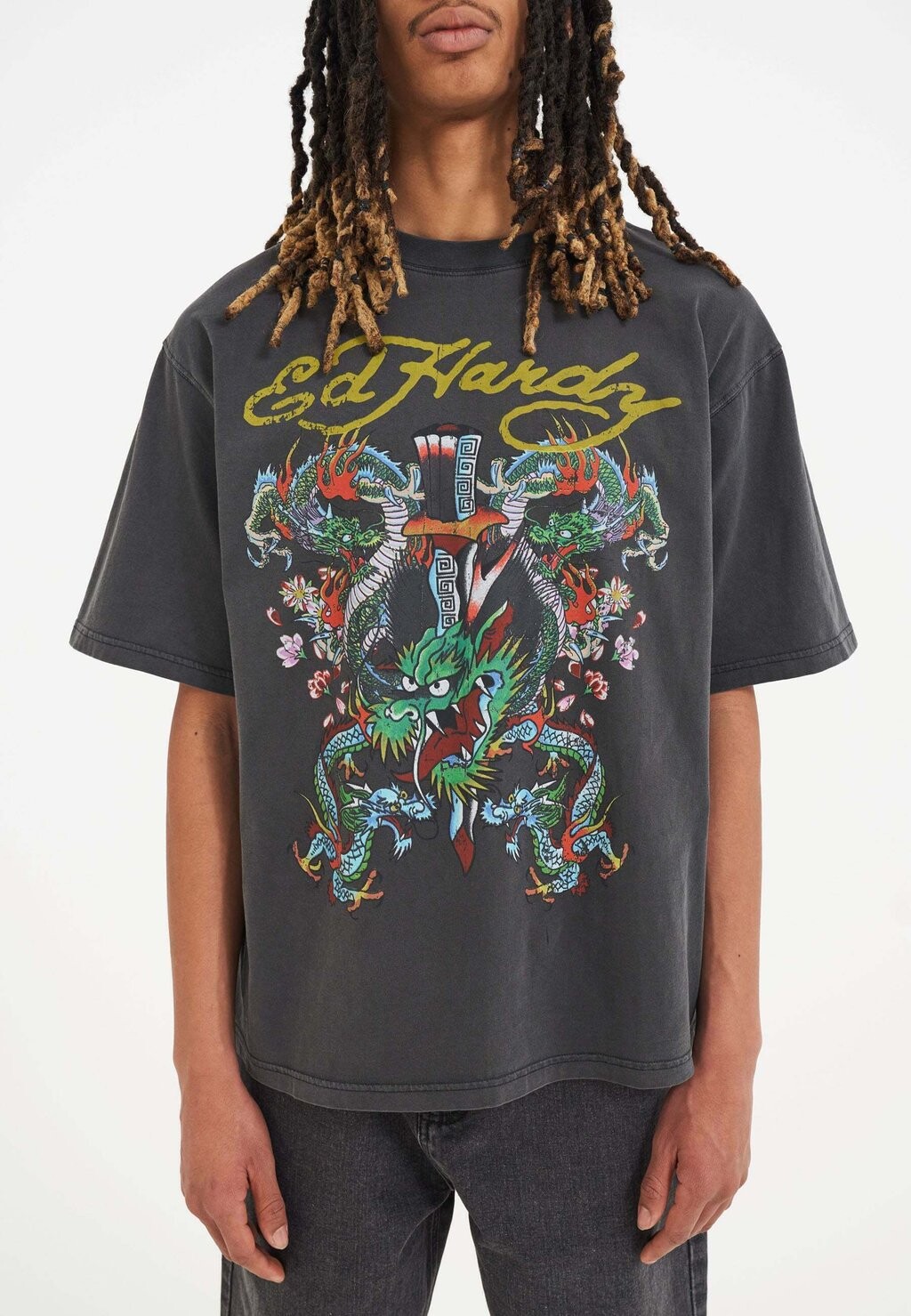 

Футболка с принтом Ed Hardy, темно-серый