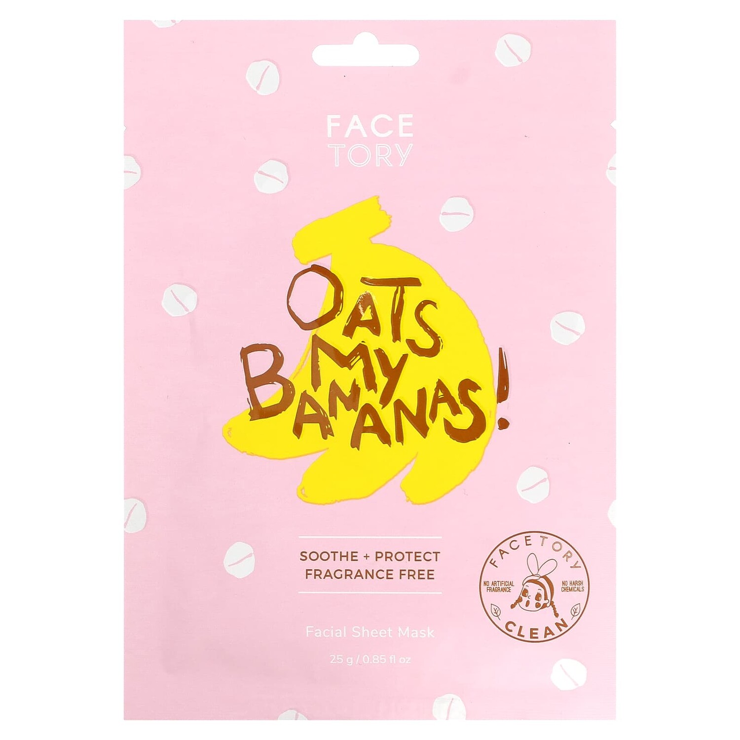 

Oats My Bananas !, тканевая маска для лица, 1 шт., 25 г (0,85 жидк. Унции), FaceTory