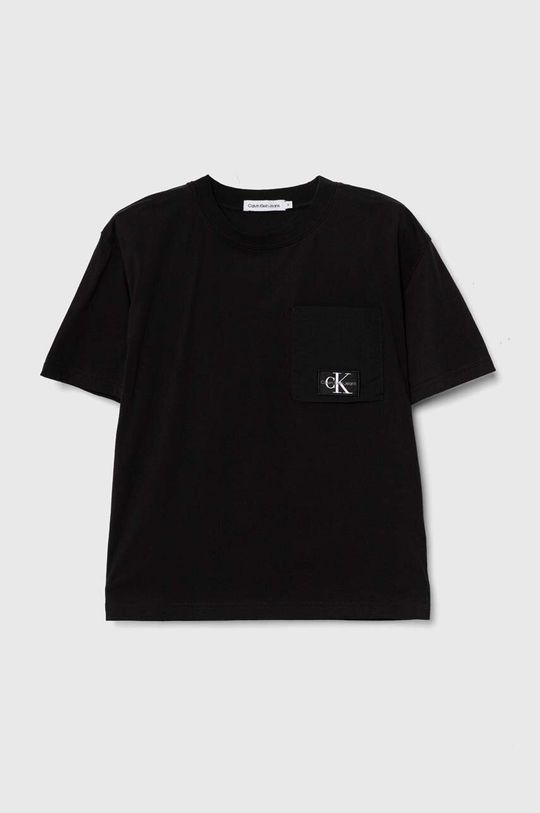 цена Хлопковая футболка для детей Calvin Klein Jeans, черный