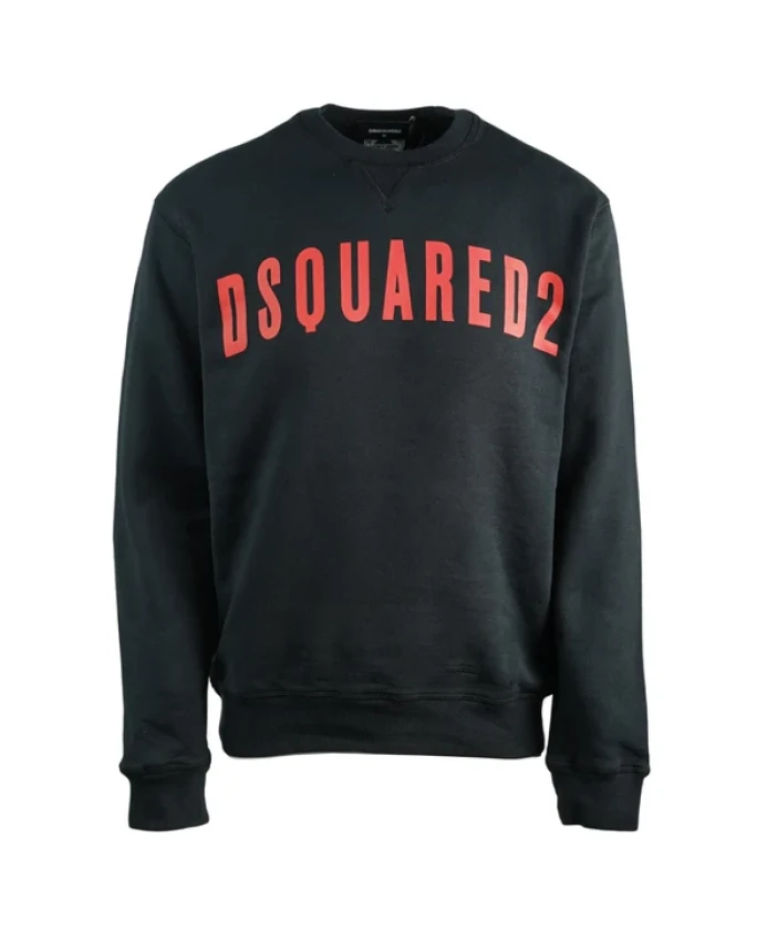 

Итальянская хлопковая толстовка с логотипом Dsquared2, черный