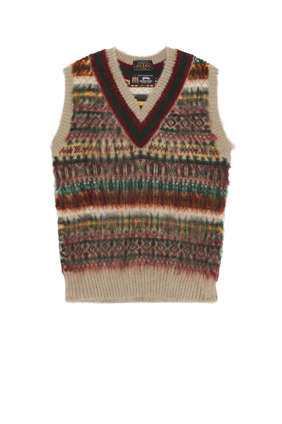 

Свитер мужской Beams Plus Gim Cricket Fair Isle Vest British Wool 5g, бежевый