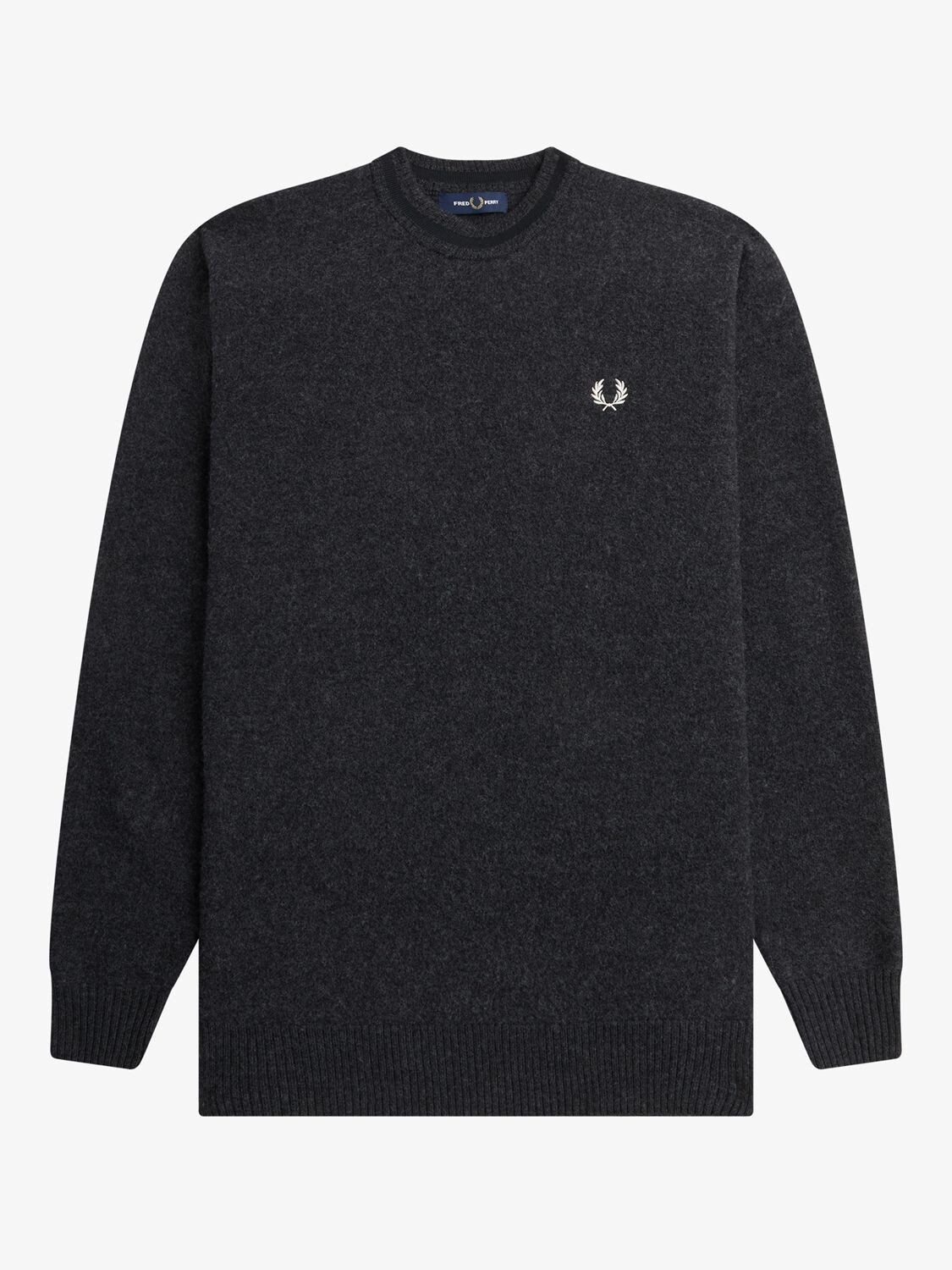 

Джемпер с круглым вырезом Fred Perry из вареной шерсти, черный меланж