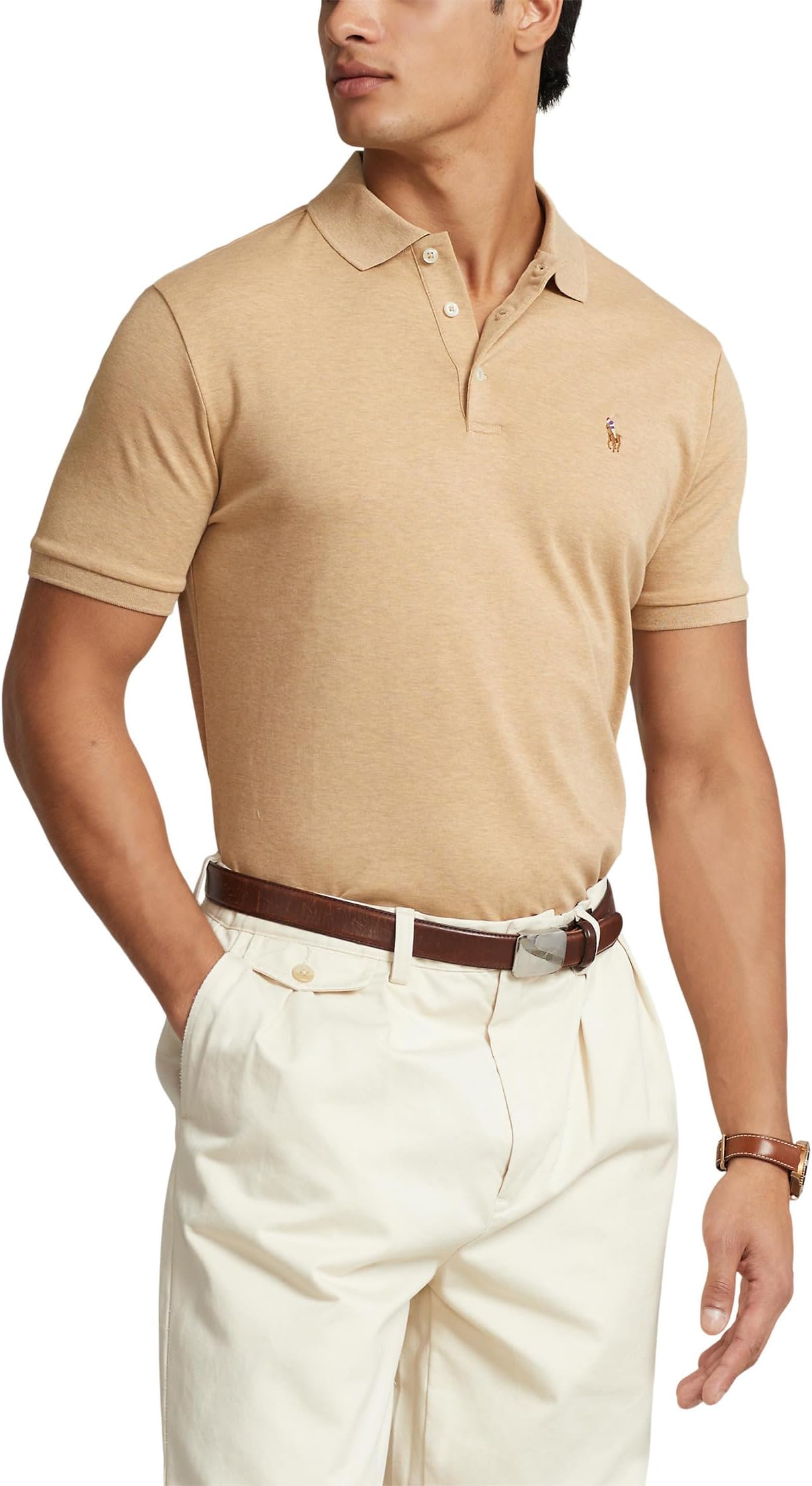 Рубашка-поло Classic Fit Soft Cotton Polo Shirt Polo Ralph Lauren, цвет Classic Camel Heather