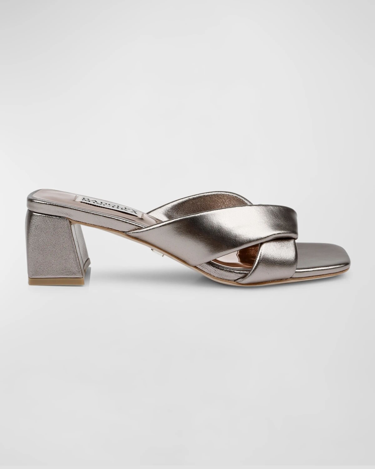 

Сандалии-мюли Briella на металлизированном блочном каблуке Badgley Mischka, цвет Light Bronze