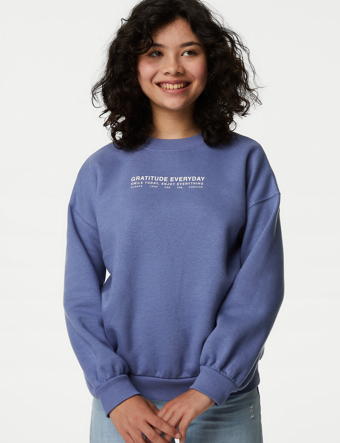 

Толстовка из хлопка с надписью (6–16 лет) Marks & Spencer, синий
