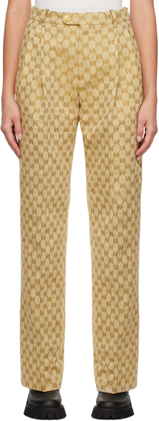 

Бежевые брюки с узором GG Gucci, Бежевый