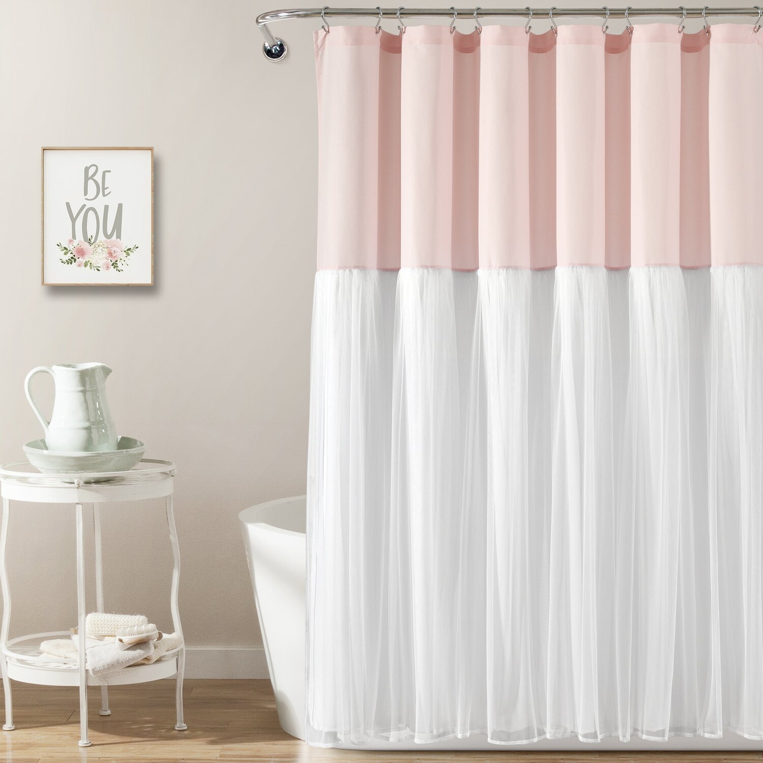 

Тюлевая юбка с цветными блоками, занавеска для душа Lush Decor, цвет Blush_White