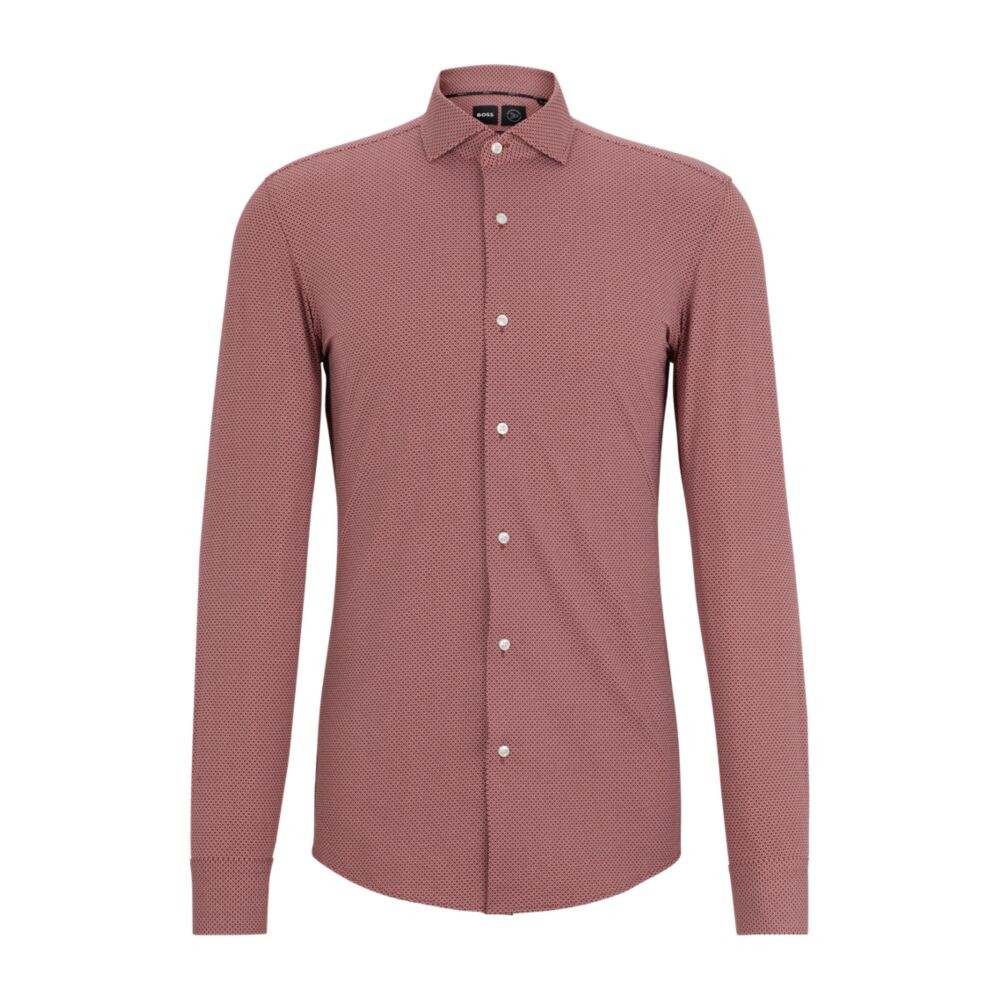 

Рубашка приталенного кроя из эластичной ткани с принтом BOSS, цвет Light Brown