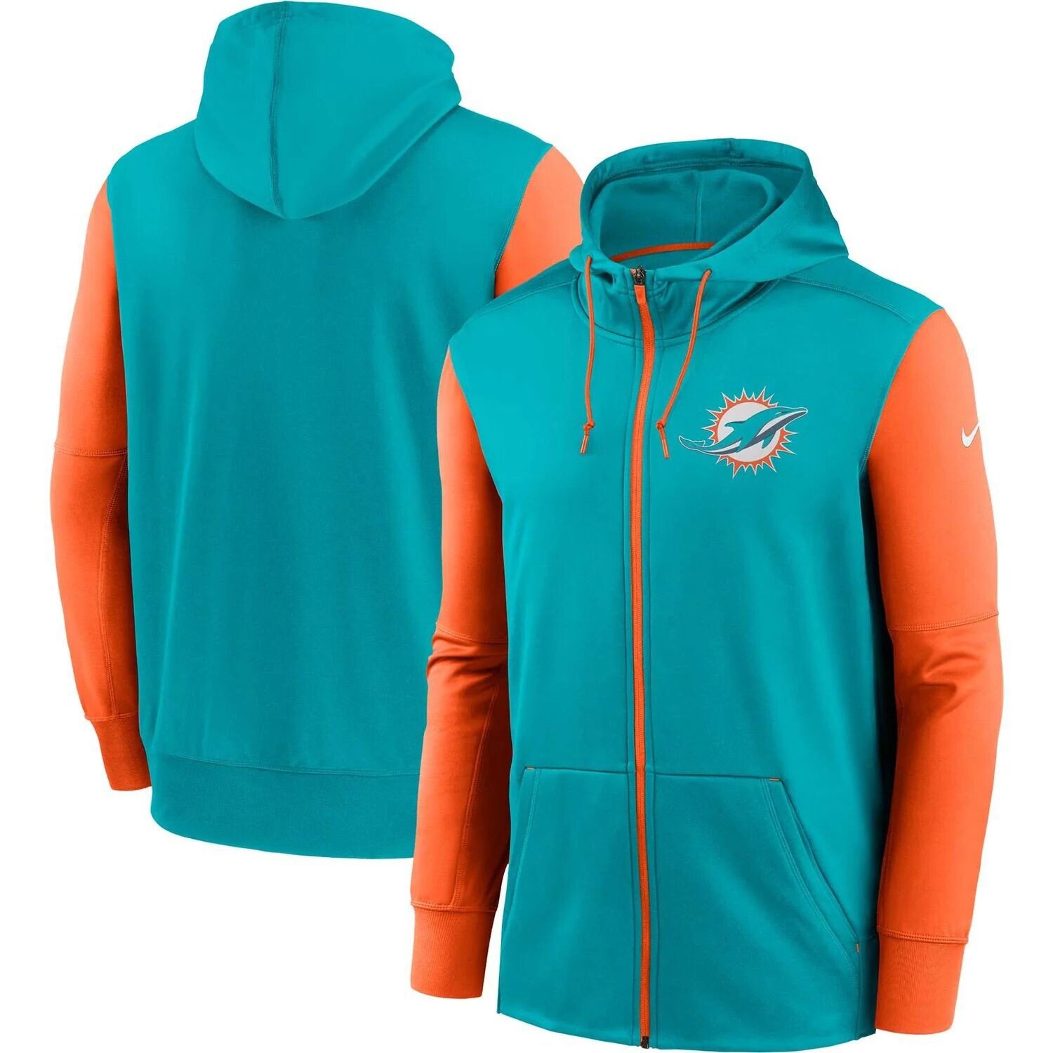 

Мужская толстовка с молнией во всю длину Aqua Miami Dolphins Performance Nike
