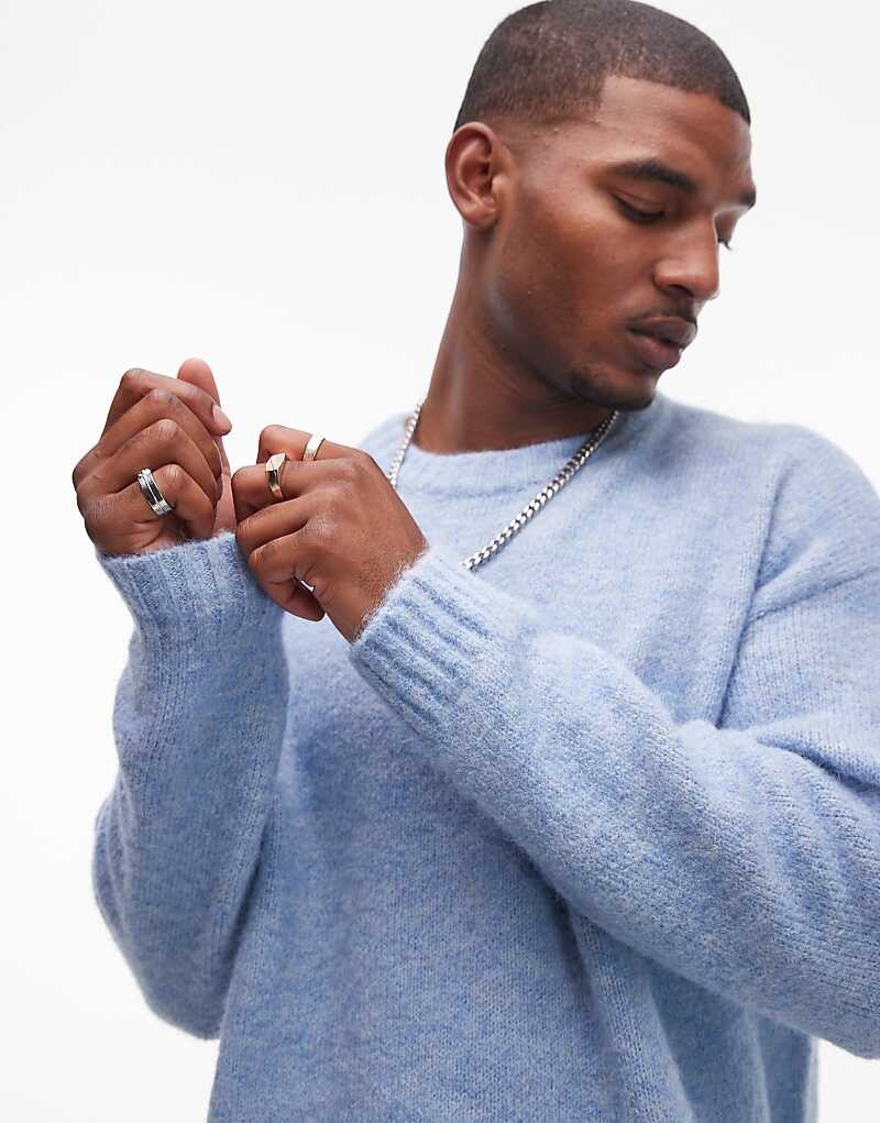 

Голубой джемпер свободного кроя Topman