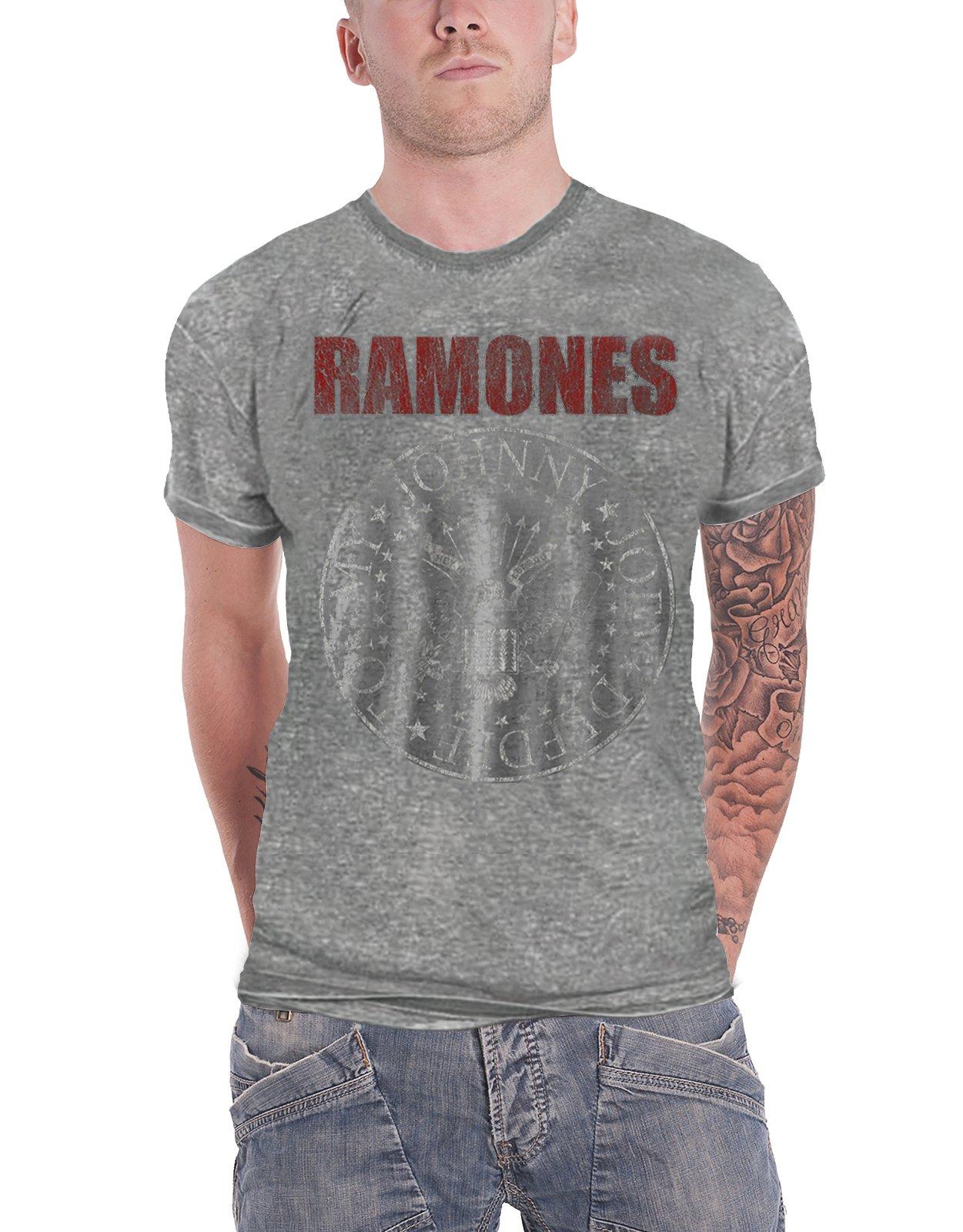 цена Футболка с президентской печатью «Hey Ho Burn Out» Ramones, серый